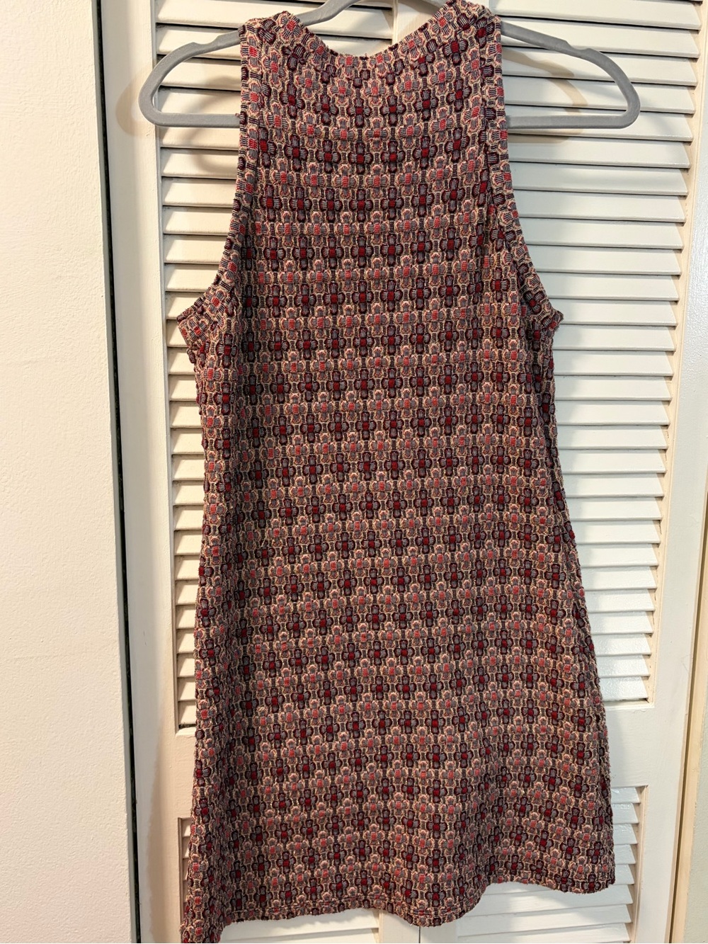 Zara Sleeveless Shift Dress in Burgundy Multi-Print